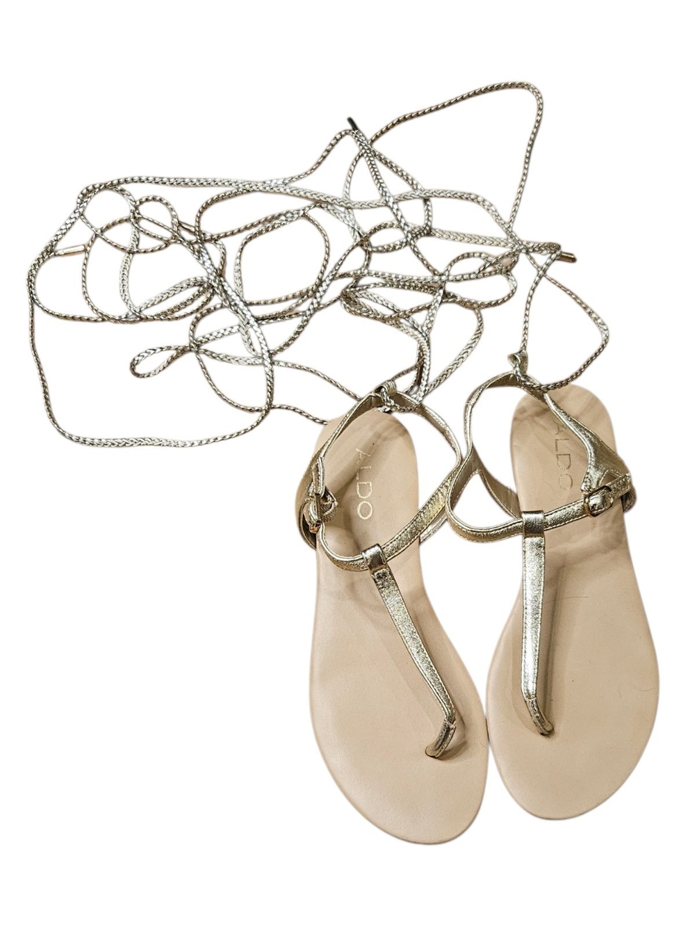 Metallic Gold T-Strap Gladiator Sandals